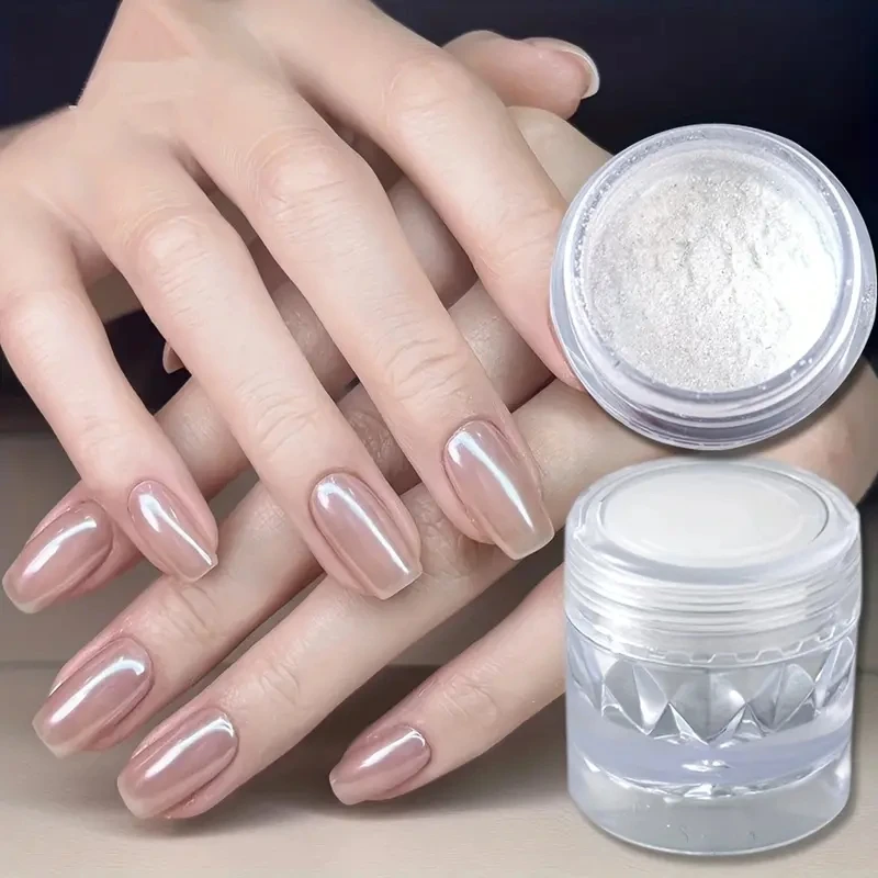 2pcs Hypoallergenic Aurora Chrome Nail Powder - Gentle Electroplating, Clear Finish for Stunning Manicures