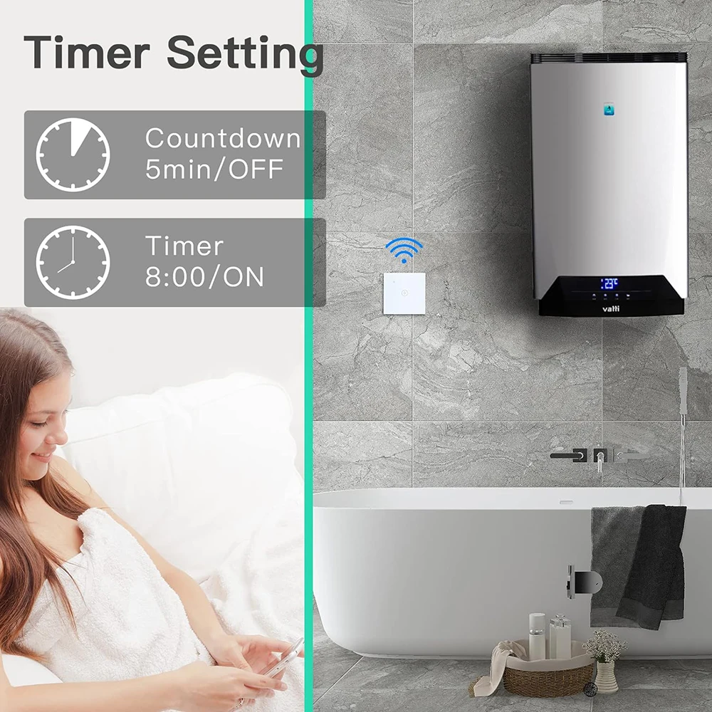 Interruptor de caldera inteligente con WiFi, calentador de agua de 20A, 4400w, Control remoto por aplicación Smart Life, Tuya, Compatible con Alexa,