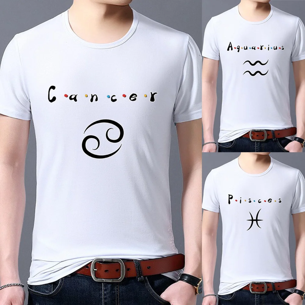 

Summer Men's Fashion Casual Breathable Constellation Print Shirt Sports Popular Travel O-neck Tshirt Street Harajuku Youth Shirt