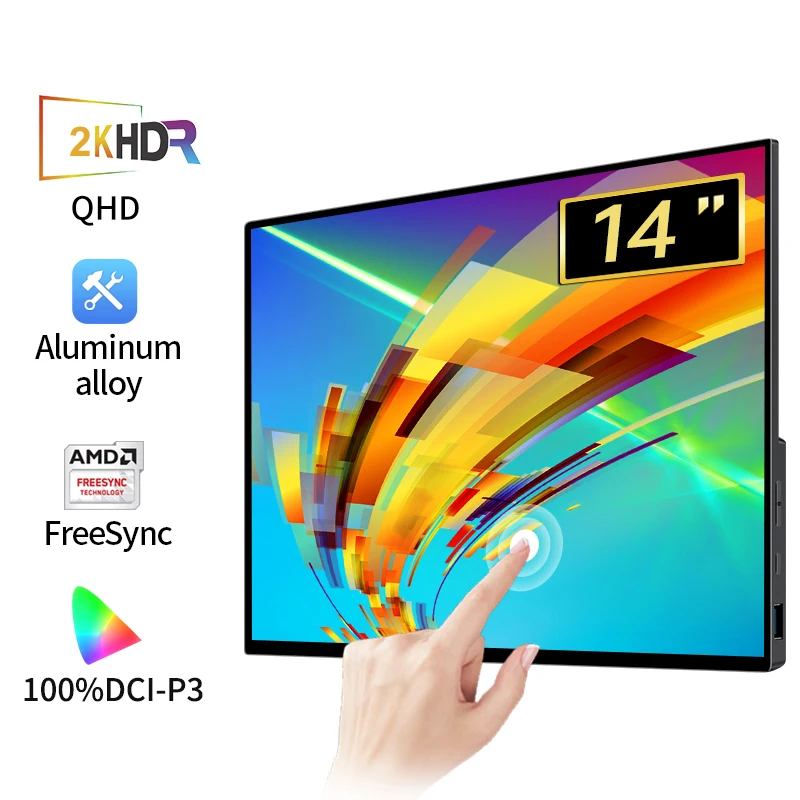 

14 Inch 2.2K Portable Monitor 2240*1400 16:10 100%DCI-P3 HDR 500Cd/m² Display Game Screen For Laptop Mac Phone Xbox PS4/5 Switch