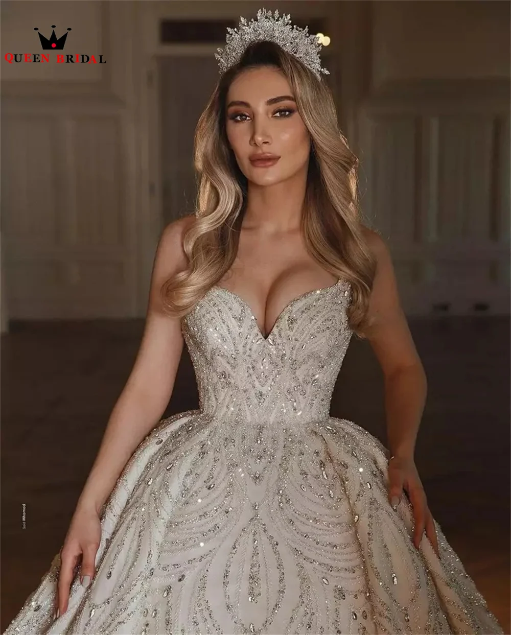 Vestidos de novia de lujo, vestido de baile con escote en forma de corazón, encaje de tul, cuentas de cristal y diamantes, nuevo vestido de novia Formal, tamaño personalizado DX49 2023