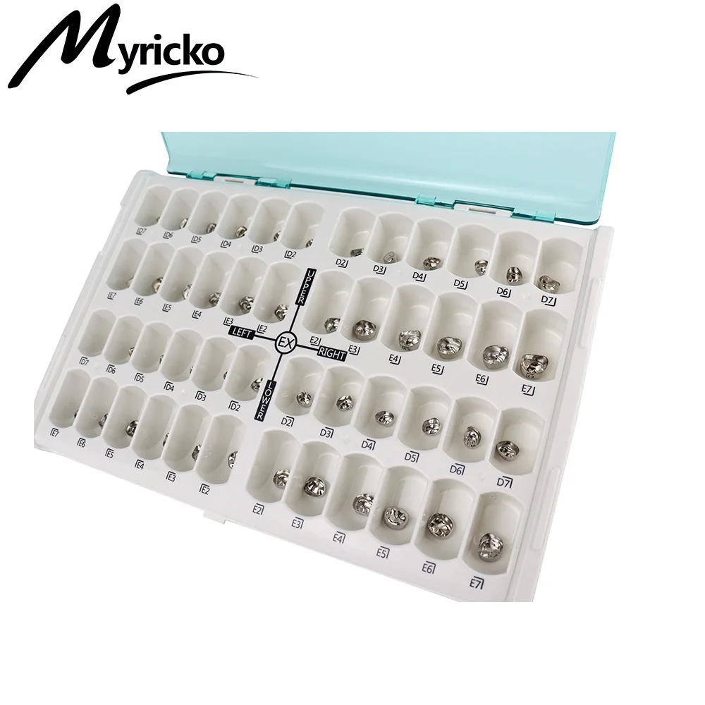 48Pcs/Box Dental Kids adult Temporary Primary Molar Stainless Steel Orthodontic Teeth Pediatric Crowns Braces Dentistr Materials