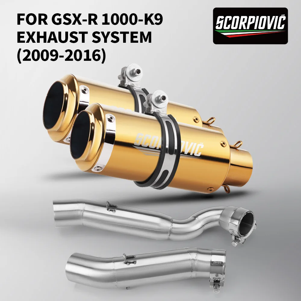 Slip on front integrated exhaust Link Pipe For Suzuki GSXR 1000  GSX-R1000  2009-2016, Motorcycle Exhaust Muffler Escape