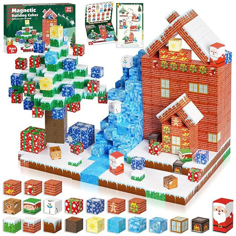 인기 판매 자석 블록 게임 마인 마그넷 월드 장난감 소년 소녀용 STEM 몬테소리 감각 큐브 게임 장난감 선물