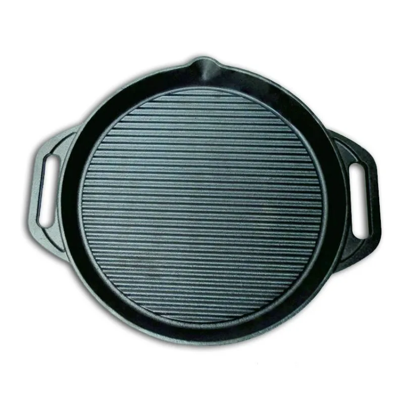 Commercial uncoated cast iron frying pan, suitable for both steak and barbecue, baking tray, induction cooker, and gas stove