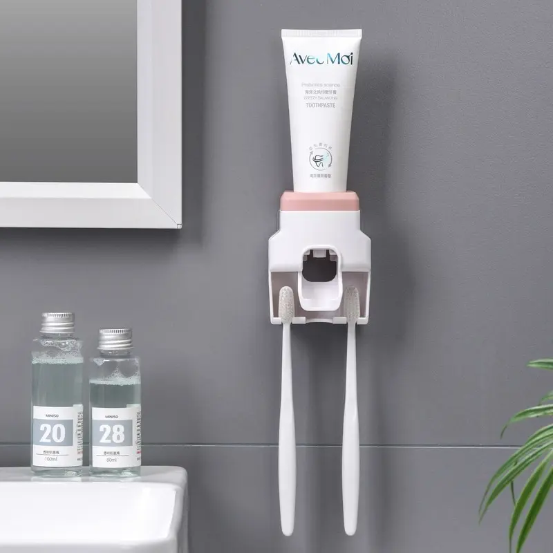 Automatic Toothpaste Dispenser Creative Wall Mount and Small Toothbrush Holder Toothpaste Squeezer for Family Shower Bathroom