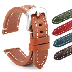 Genuine Leather Watch Strap 20mm 22mm Cowhide Watchband Brown Coffee Wacth Accessories Man Wristband