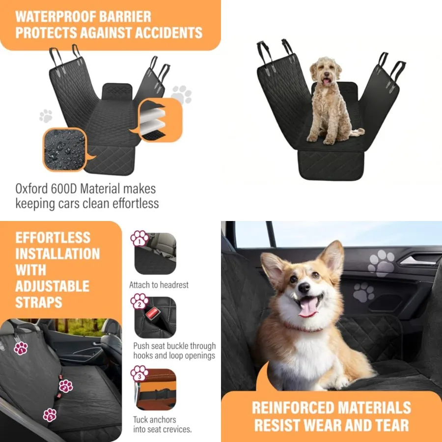 

Standard Dog Car Hammock Back Seat Cover, Waterproof Backseat Cover Protector for Truck Bench Rear of Sedans or SUVs, Essential