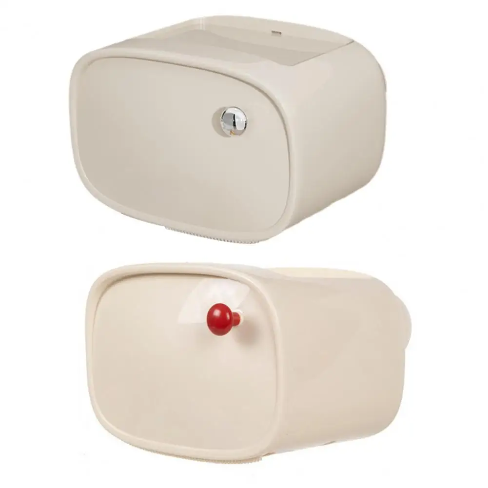 

Tissue Box Storage Waterproof Tissue Holder No Wall Damage Fully Enclosed Creamy Style Universal Paper Towels for Bathroom