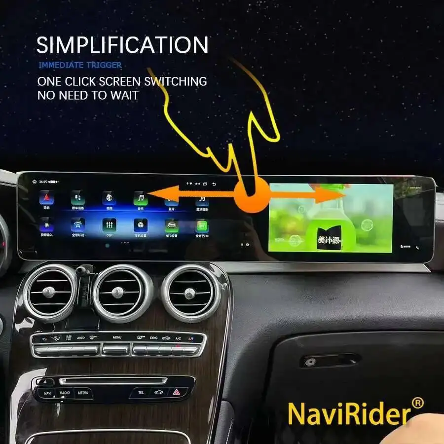 navi 128G GPS Android Carplay For Mercedes Benz C GLC NTG 5.0 5.5 6.0 2016-2022 12.3inch Car Multimedia Video Player  Dual Scree