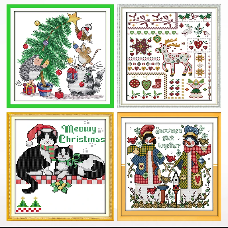 

Christmas series cross-stitch living room bedroom hanging painting, 11CT/14CT hand embroidery