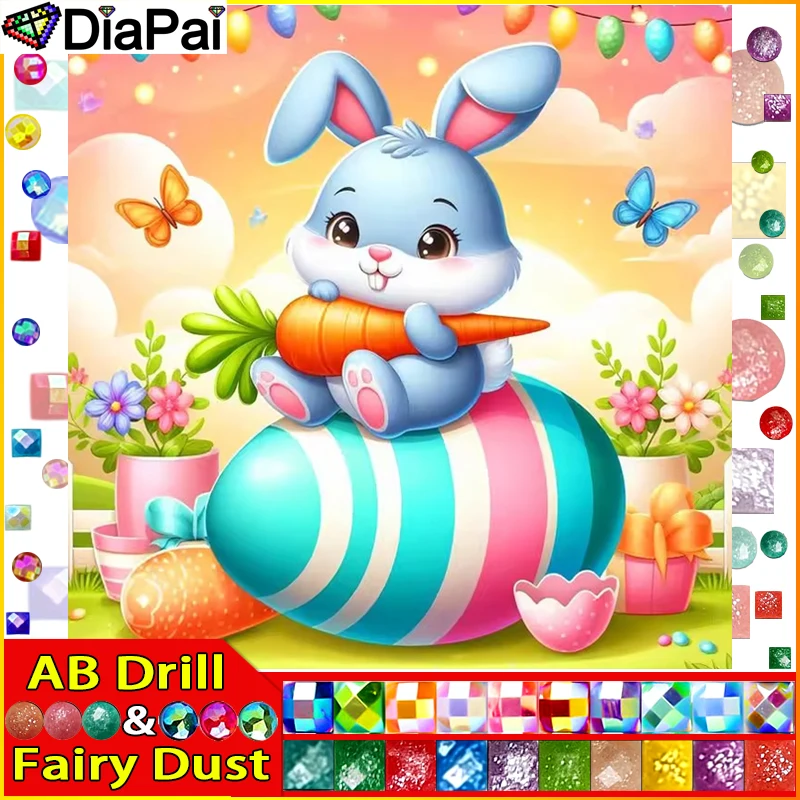 

DIAPAI Fairy Dust AB полная алмазная живопись "Кролик морковь" смола дрель вышивка 5D Diy алмазная живопись подарок ручной работы
