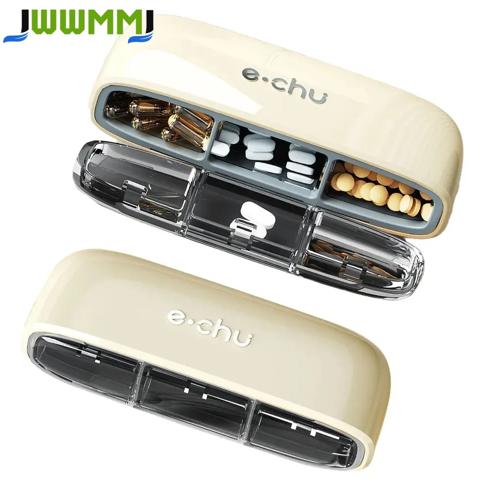 1Pcs 3 Compartments BPA-Free Pill Box Portable Travel Vitamin Organizer for 3 Times a Day Doses Pocket Or Purse Storage