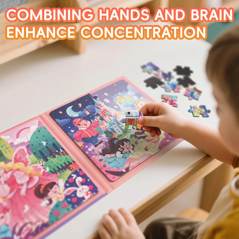 3 في 1 الألغاز المغناطيسية المحمولة كتاب الحيوانات الخيال الطفولة بانوراما مونتيسوري لعبة تعليمية مبكرة للأطفال هدايا عيد ميلاد