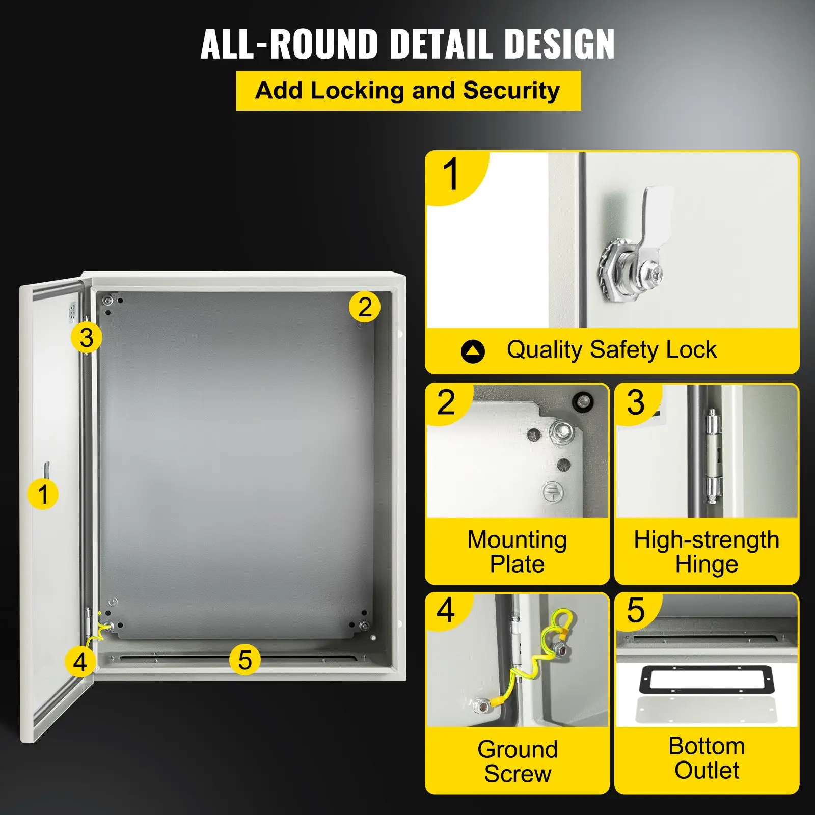 NEMA Steel Case, 20X16X8'' NEMA 4X Metal Electric Enclosure, IP66 Water & Dust Resistant, Suitable for Both Outdoor & Indoor - view 3