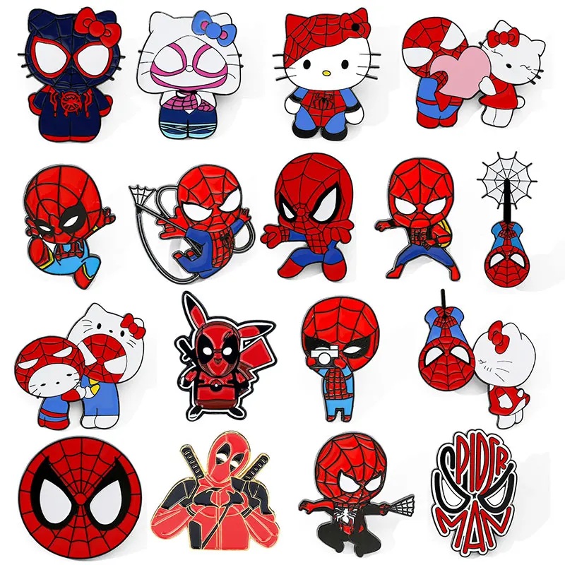 Marvel Movie Spider-Man Enamel Pins Spider-Man Mashup Cartoon Anime Metal Brooch Badge Jewellery Backpack Accessory Gifts