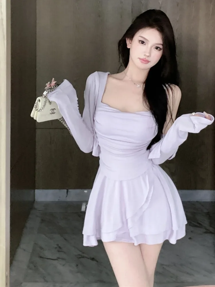 

Summer Dopaamine Long Sleeve Sun Protection Cardigan Tank Top Women's Skirt Three Piece Set Fashionable Protective Clothing