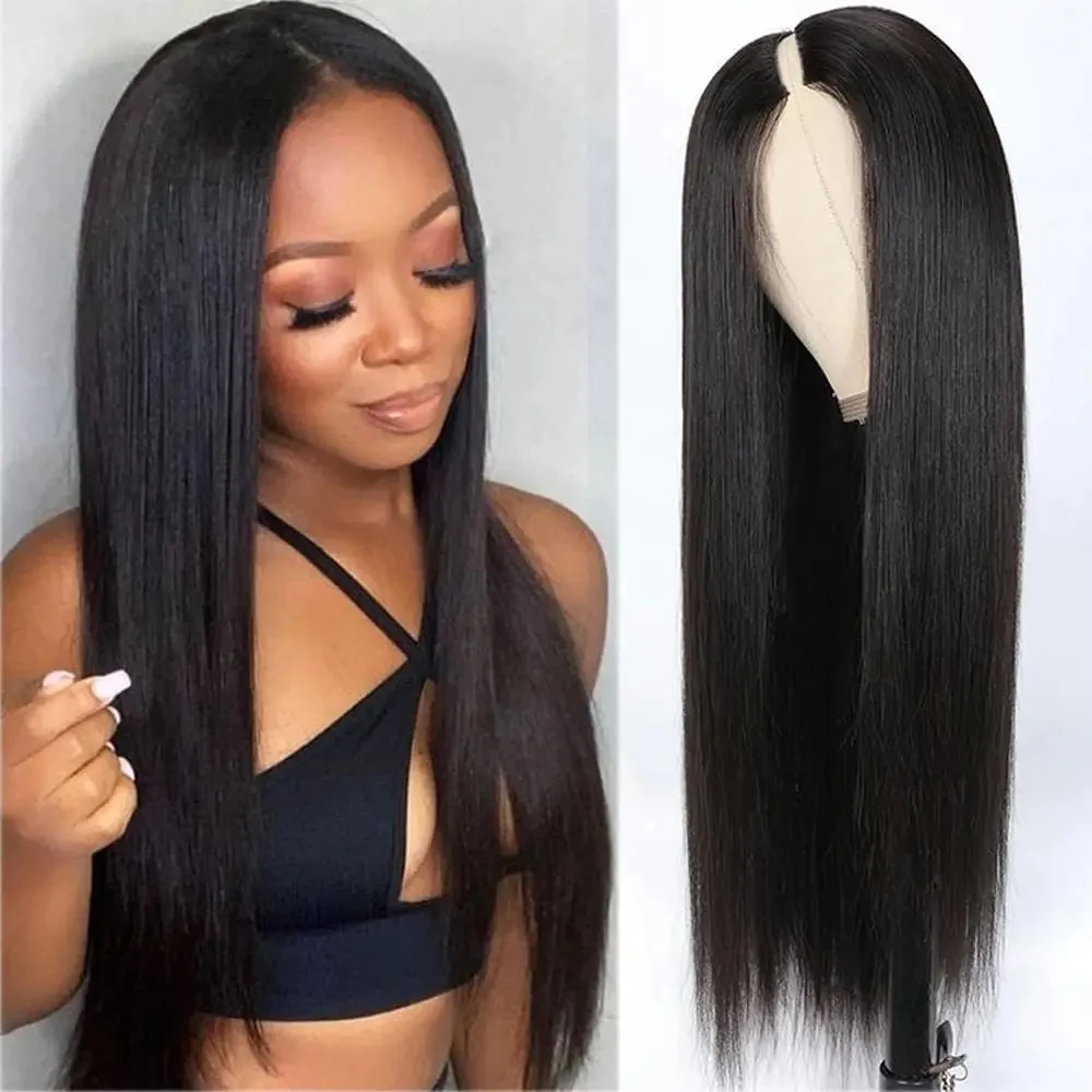 

V Part Straight Wig Human Hair 180% Density Brazilian Wigs 100% Straight V Natural Hair Wig 18-32 Inch Virgin Full Machine Made