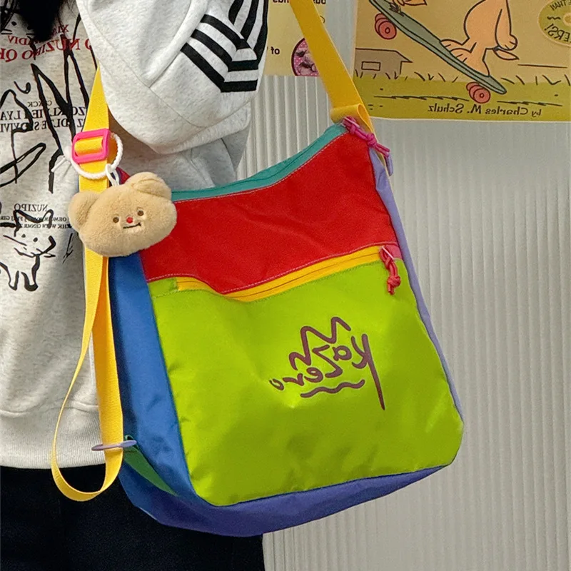 Creative Multi-pocket Color Matching Women's Zipper Lightweight Shopping Storage Bag