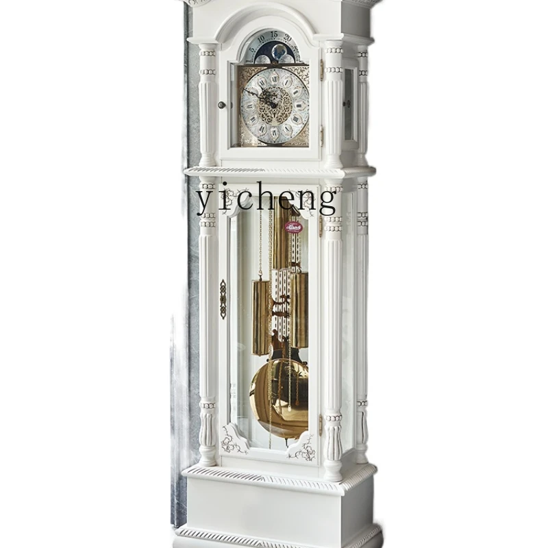 

XL Mechanical Floor Clock Living Room Villa Retro Clock White Vertical Pendulum Clock Classical