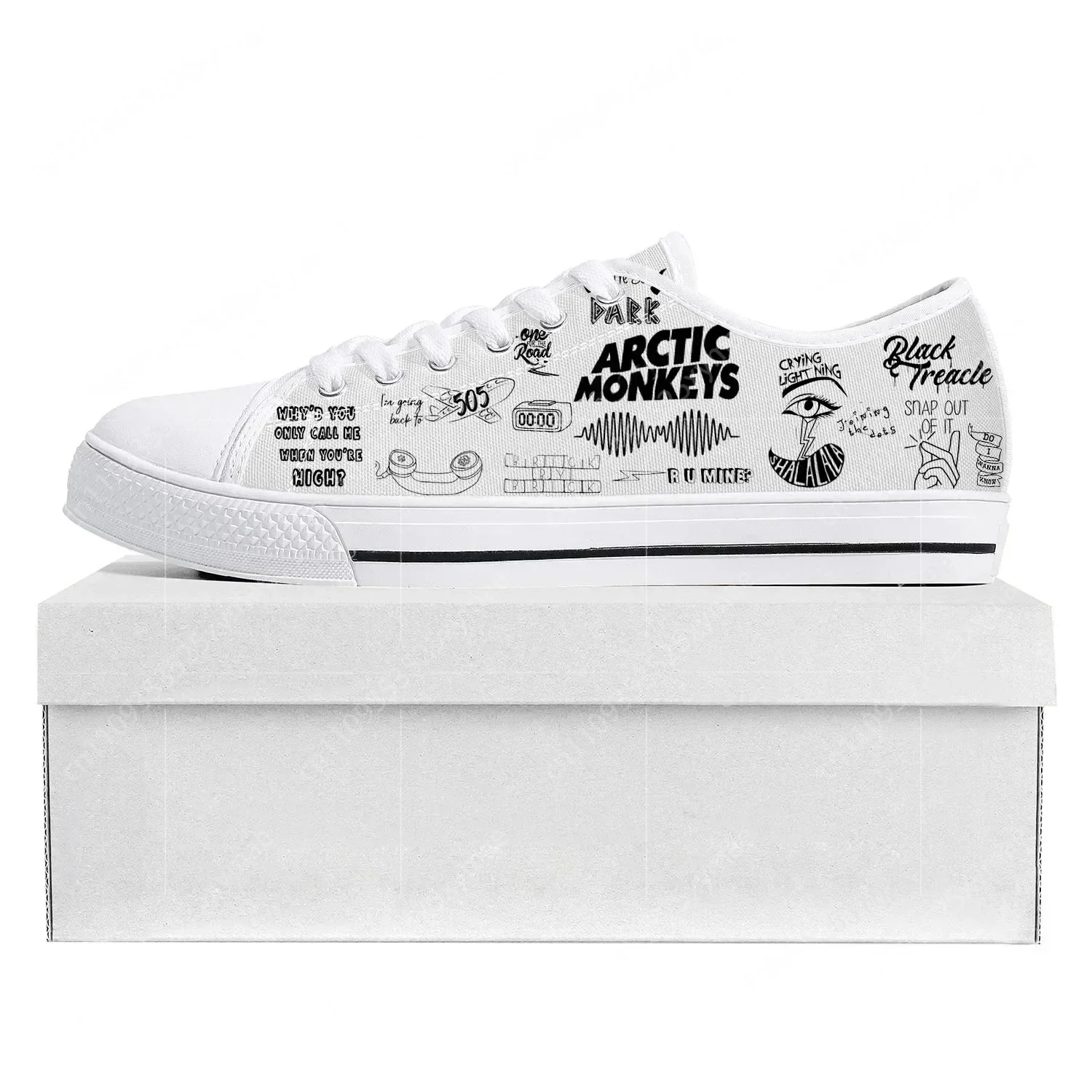 

Кеды унисекс Arctic Monkeys Rock Band, низкие, из канваса, белые, повседневные, для пар, на заказ