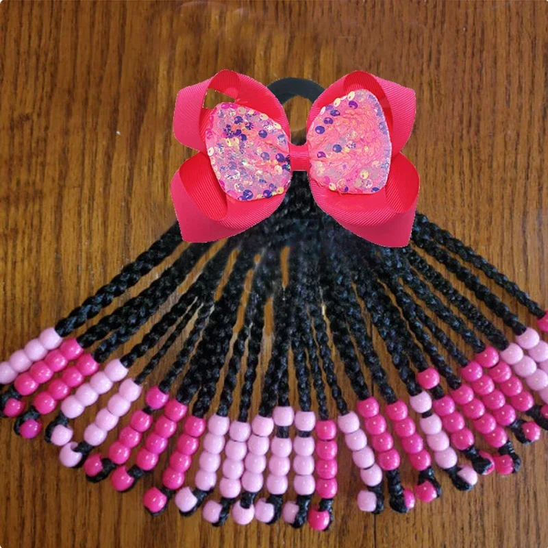 

Super many 25 Stands Custome- Braded Ponytails for Kids 8in Kids Braid Ponytail Hair Extension Synthetic with Big Bubbles Balls