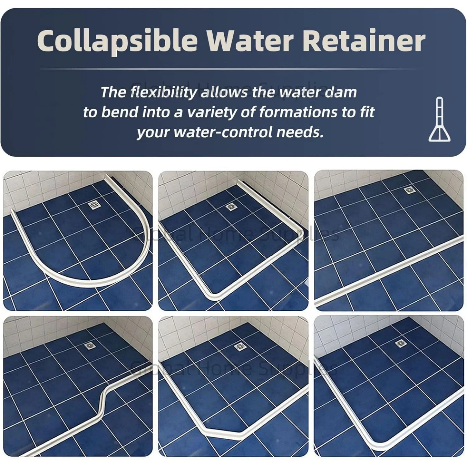 (Модернизированный) Порг для душа высотой 4 дюйма/10 см, водяная плотина, складная пробка для душа, разделение сухой и влажной воды для ванной комнаты