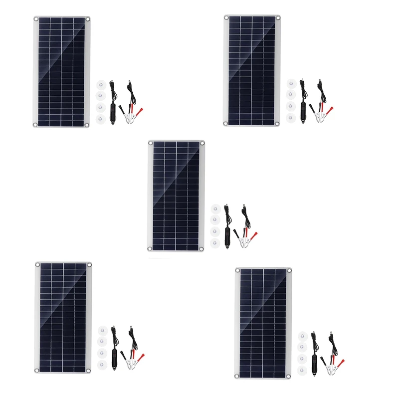 

5X 30W Solar Panel Portable Dual 12/5V DC USB Fast-Charging Waterproof Emergency Charging Outdoor Battery Charger Retail