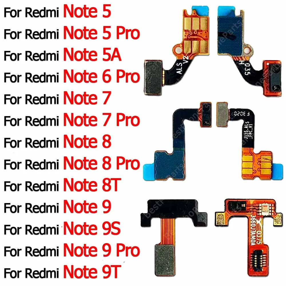 For Xiaomi Redmi Note 8 8T 9 Pro 9S 9T 5 5A 6 7 Flash Light Ambient Ribbon Connector Distance FlashLight Proximity Sensor