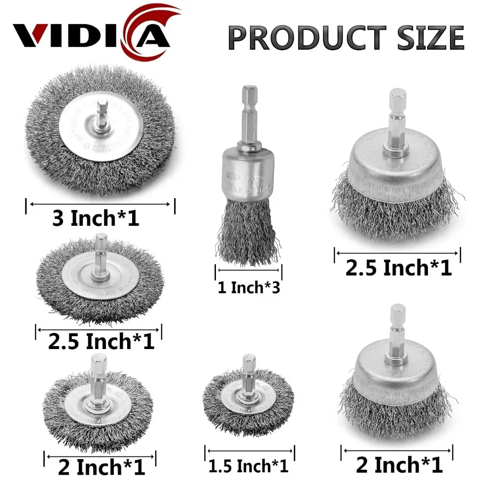 9Pcs Wire Brush Set for Drill, 1/4