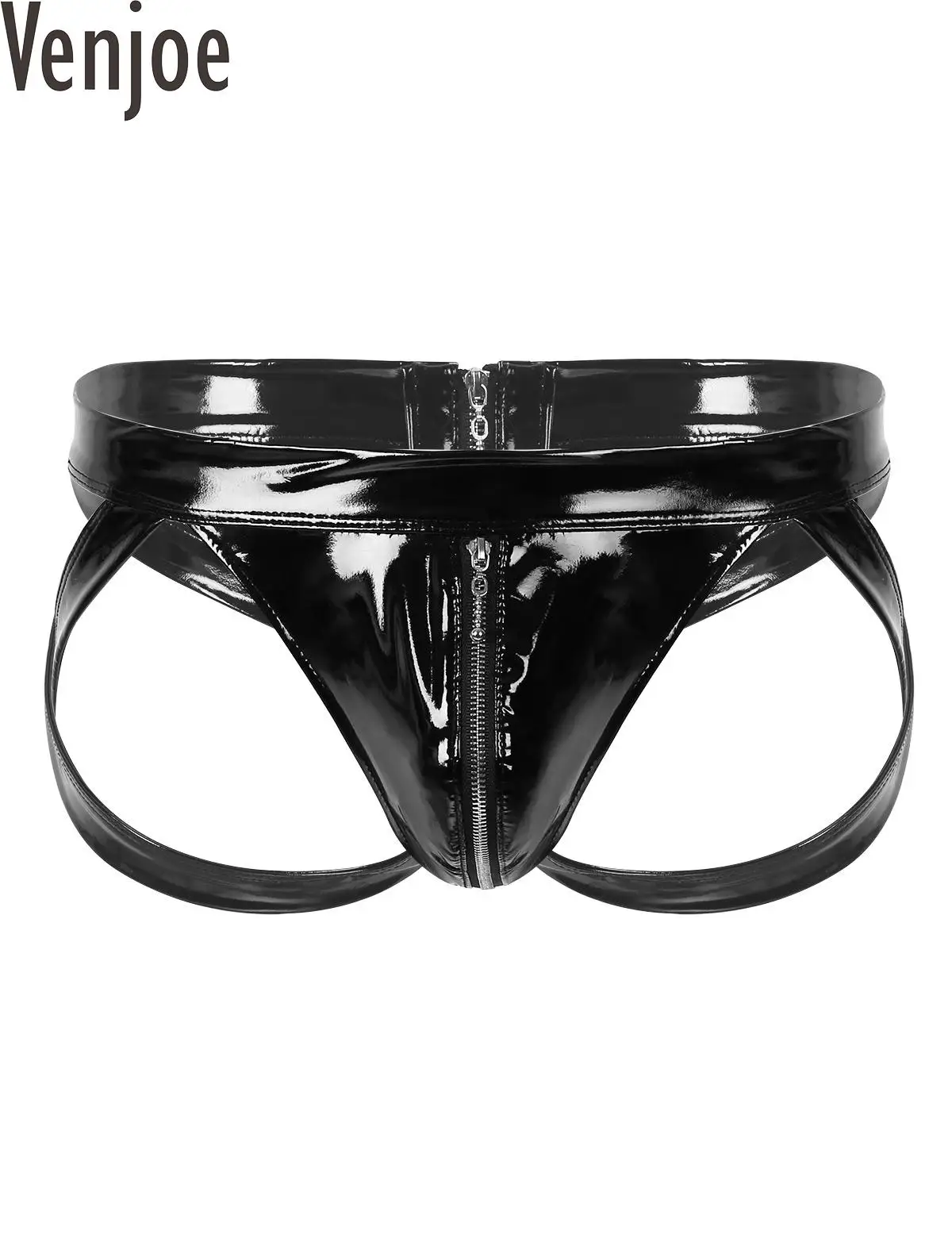 

Men Wet Look Patent Leather Lingerie Briefs Low Rise Bulge Pouch Thong Cut Out Zipper Boxer Brief Jockstrap Underwear Underpant