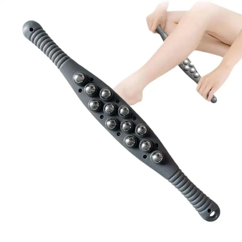 Stainless steel+ABS Roller Massager Deep Tissue Relaxed 12 ball massage stick Rotating Roller for Whole Body Anti Cellulite