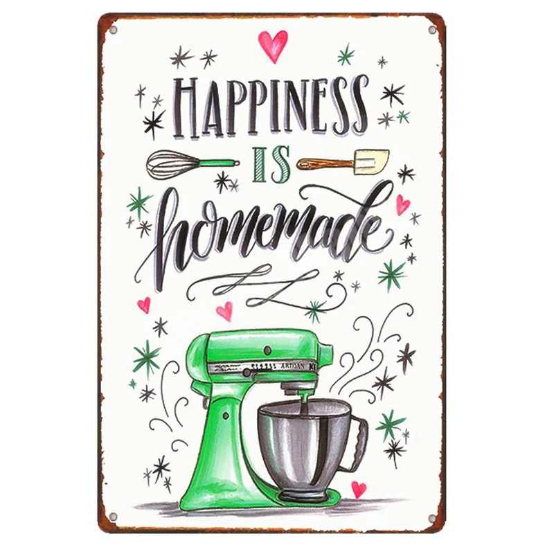 Vintage metalen blikken borden, cacao zoete thee tijd, koken muur kunst, schilderen, bar, pub, café, keuken decor, cocktail retro plaque