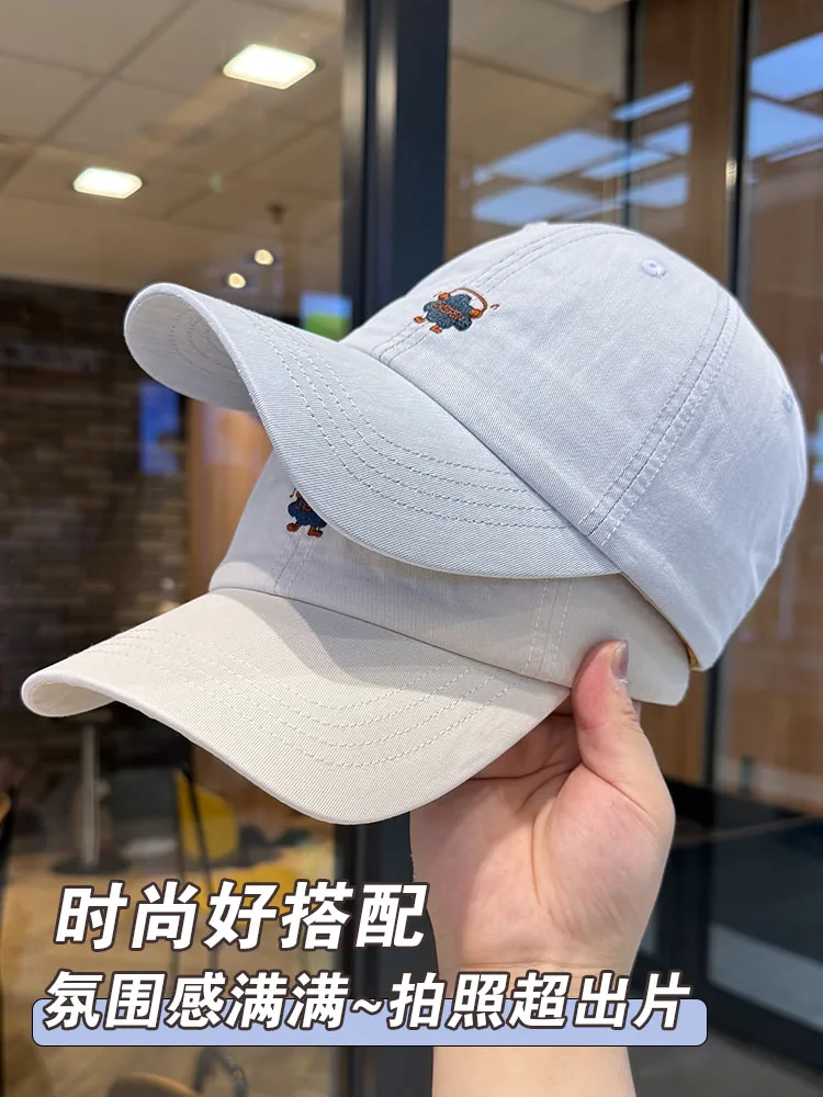 

Embroidered baseball cap with wide brim and small face, thin summer simple and versatile cap tide