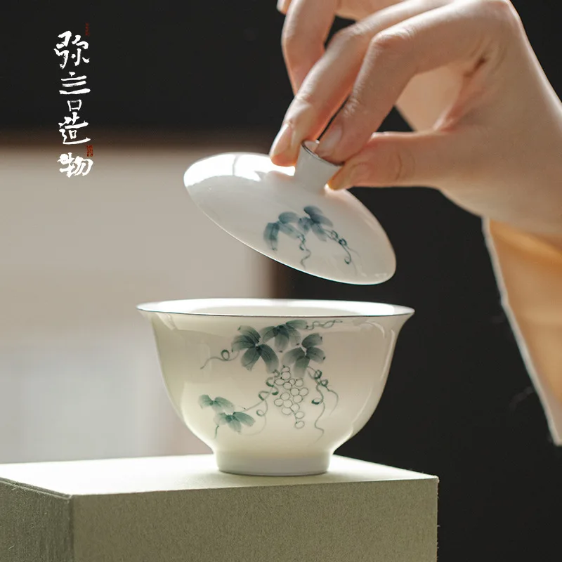 

Gaiwan Tea Bowl Tea Cup Blue and White Porcelain Kung Fu Tea Set Household Water Cup