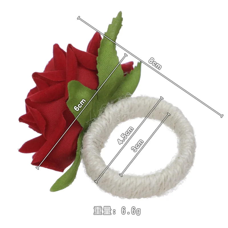 6pcs Artificial rose flower Napkin Ring Buckle Tissue Ring Holders for Home Restaurant Wedding Valentine's DayTable Decor