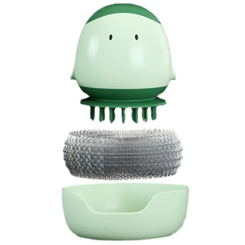 Kitchen Brush With Soap Dispenser Automatic Soap Liquid Adding Dish Scrubber Humanized Labor-saving Leak-proof Brushes For