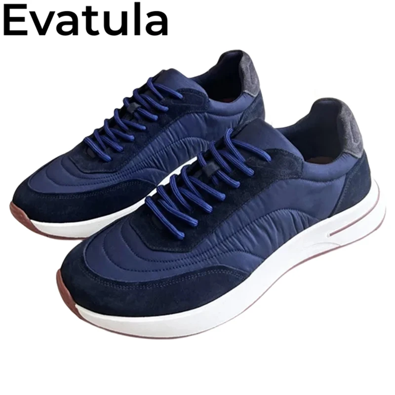 

2023 Autumn Thick Sole Lace Up Casual Sneakers For Men Round Toe Patchwork Breathable Flat Shoes Comfort Walk Tennis Shoes Male