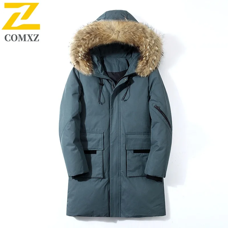 

COMXZ Мужская стеганая куртка, однотонная классическая зимняя теплая уличная зимняя куртка для походов, кемпинга, ветрозащитная дизайнерская куртка-пуховик
