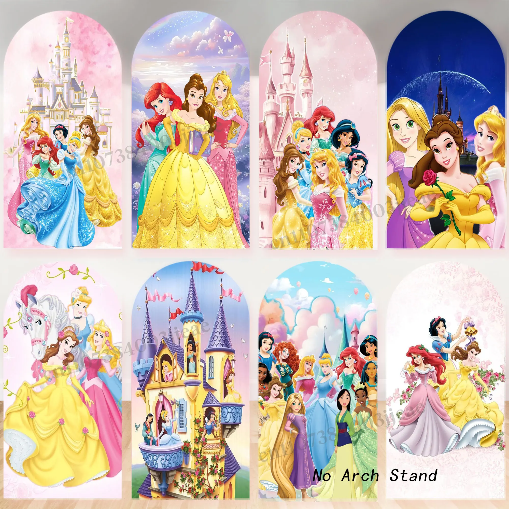 Toile de fond de fête sur le thème de la princesse des dessins animés, château rose, pour le 1er anniversaire des filles, fête prénatale, accessoires de photographie