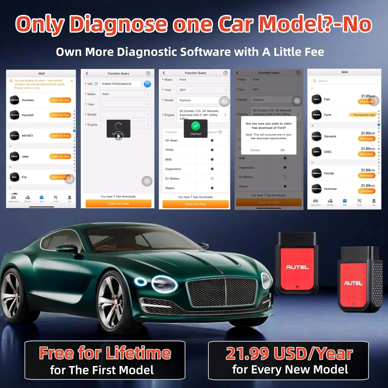 MaxiAP AP2500 OBD2 Scanner Bluetooth, All System Diagnostic Tool, 45+ Car Brands, EV Battery, for Android/iOS