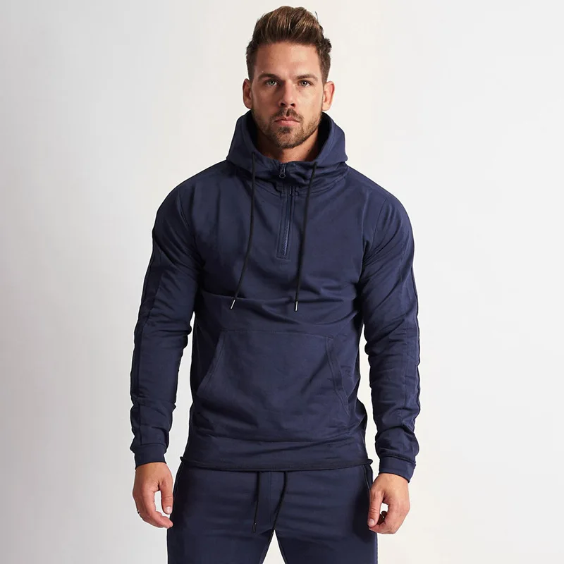 New Mens Skinny Hoodies Sweatshirts Autumn Male Gyms Fitness Bodybuilding Joggers Sportswear Casual Fashion Cotton Zipper Jacket