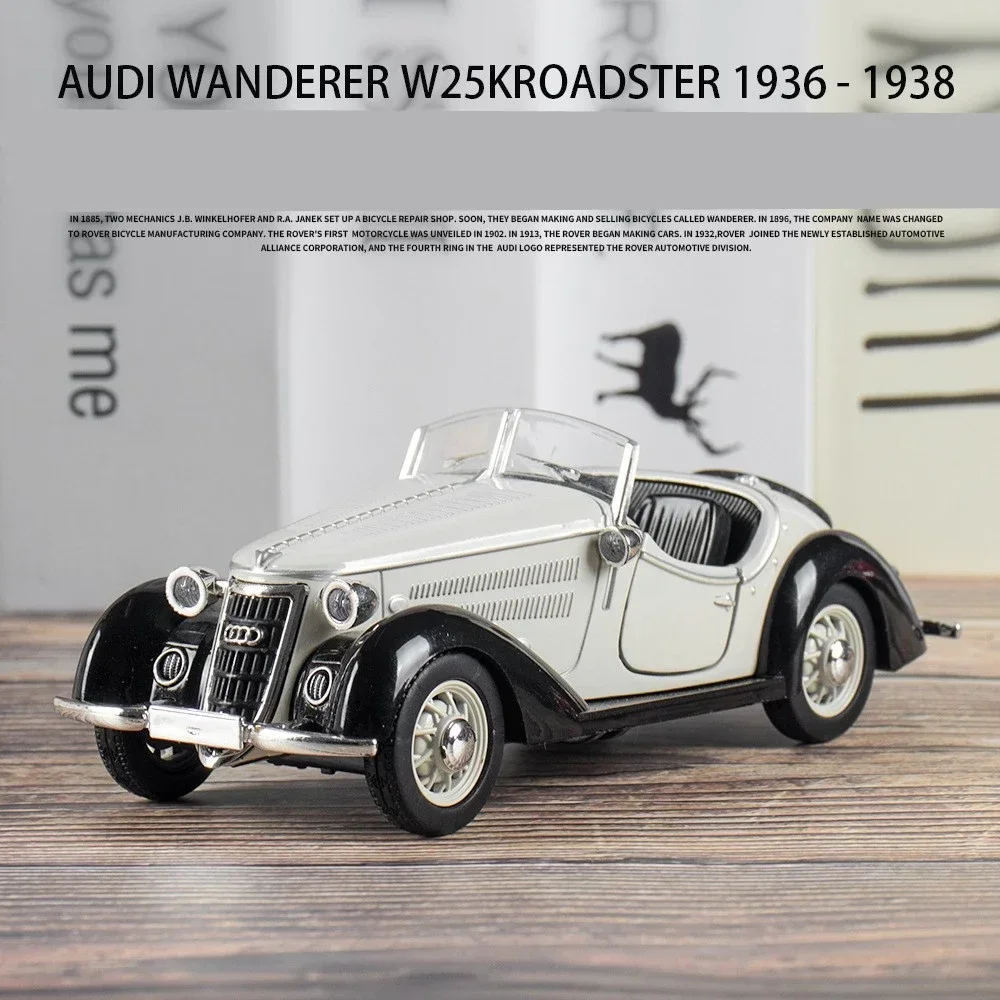 1:32 Audi Wanderer W25k Classic Wheel Vintage Car Scale Metal Model With Light Sound Diecast Vehicle Pull Back Toy A20Fashion Or