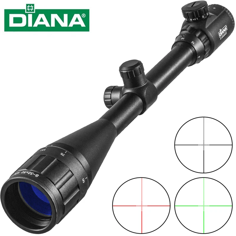 DIANA Taktis 8-32X50 Lingkup Senapan Optik Titik Merah Hijau Kompak Riflescopes Lingkup Berburu Luar Ruangan