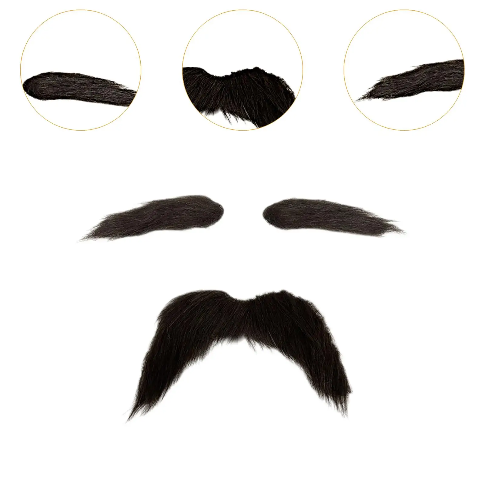 2Pcs Fake Mustache and Fake Eyebrows DIY Makeup False Facial Hair for Pretend Play Halloween Party Props Masquerade Festival