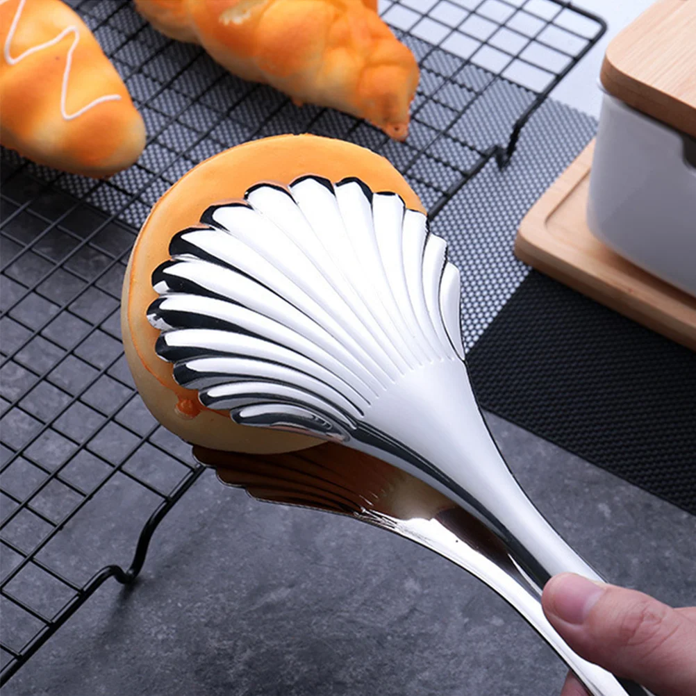 

2pcs Bread Premium Stainless Steel Food Serving Tongs For Kitchen Bbq Serving Tongs Buffet Salad Restaurant Hotel Use