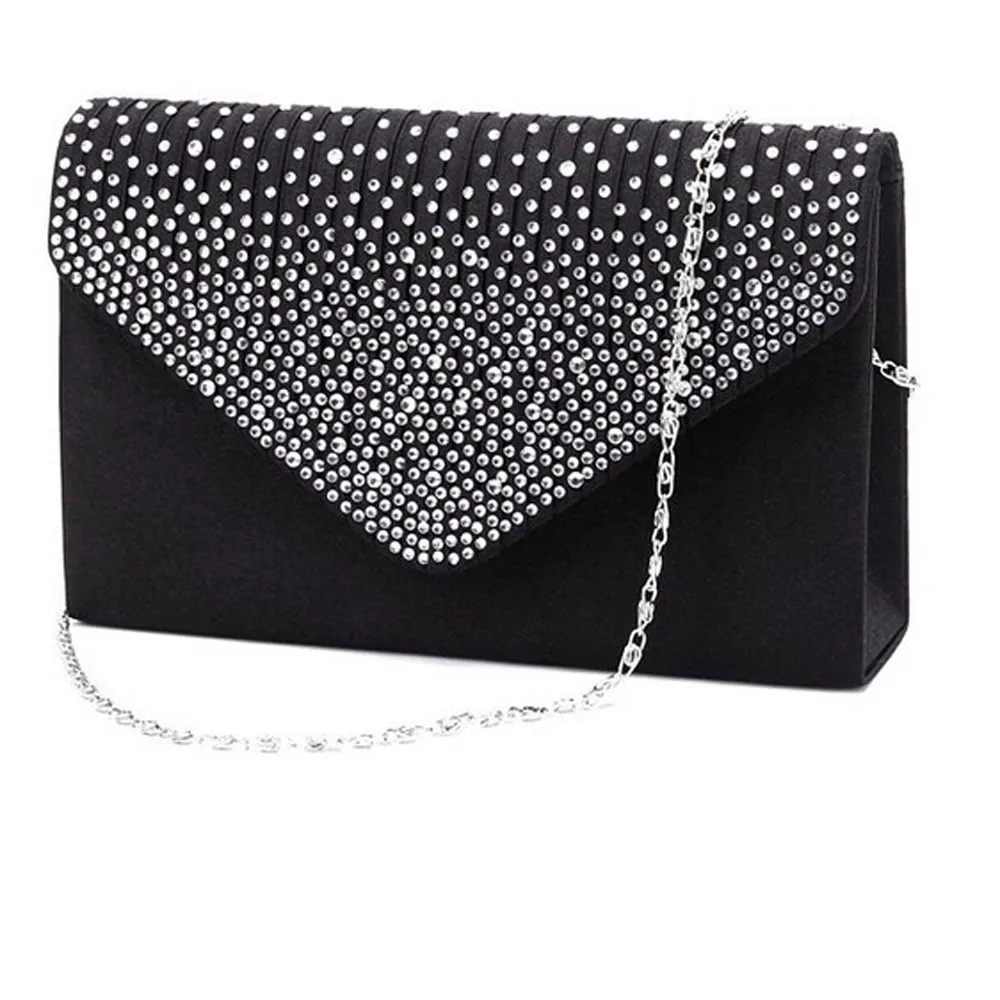 

Ladies Satin Clutches Evening Bags Crystal Bling Handbags Wedding Party Purse Envelope Fashion Womens Bags Wallet Clutch Bag Hot