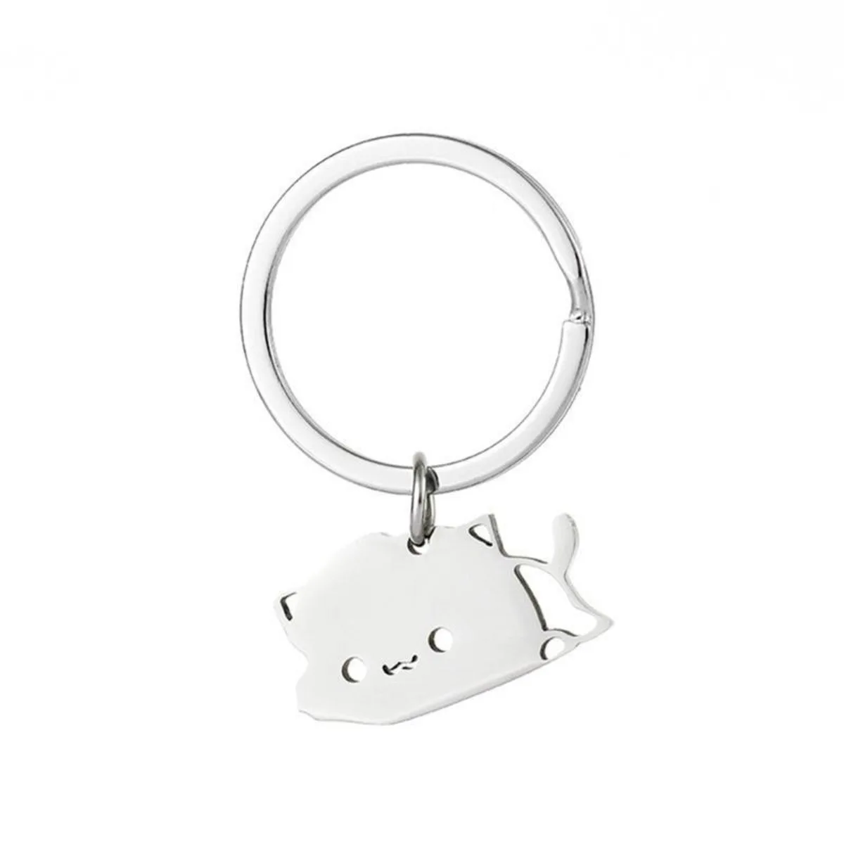 Cute Cartoon Cat Keychain Couple Lovers Stainless Steel Matching Keyring Lovely Pendant Key Chain Valentine\'s Day Gift Jewelry
