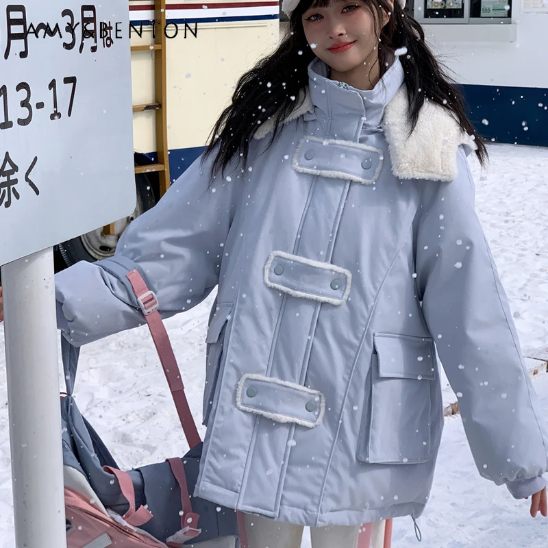 

2024 New Winter White Duck Down College Style Sweet and Cute Coat Stand-up Collar with Hat Multi-color Short Down Jacket Women