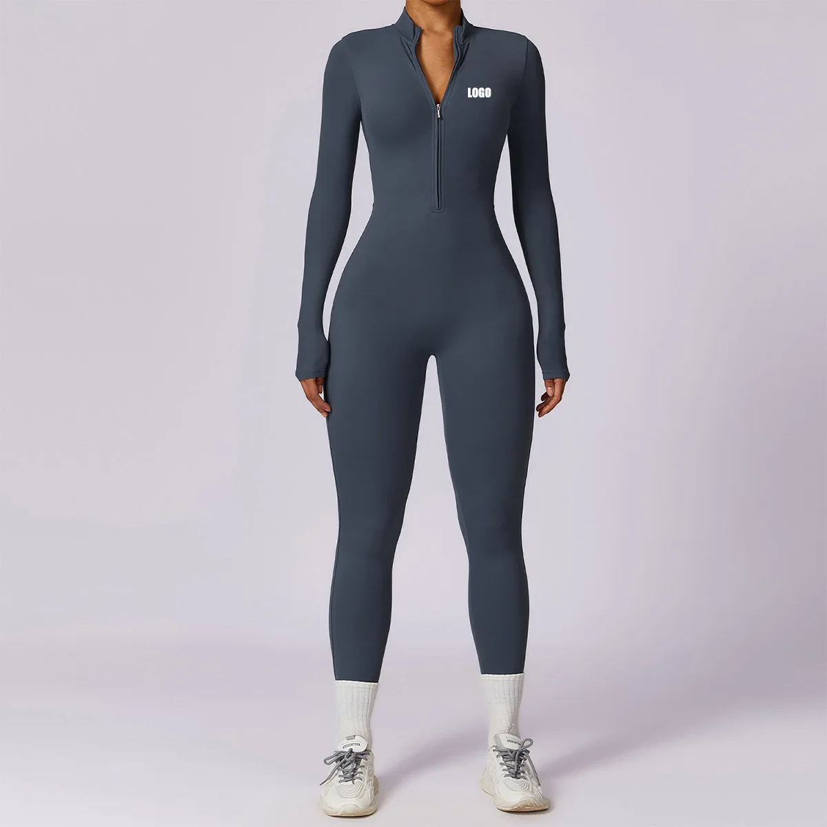 Customized LOGO women's zipper long-sleeved yoga onesie high-intensity fitness sports onesie tights